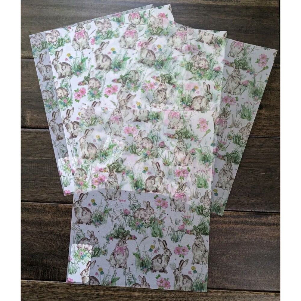 10 Vellum Paper Rabbit Bunny Flower Floral Garden Craft Translucent 8.5x11" New